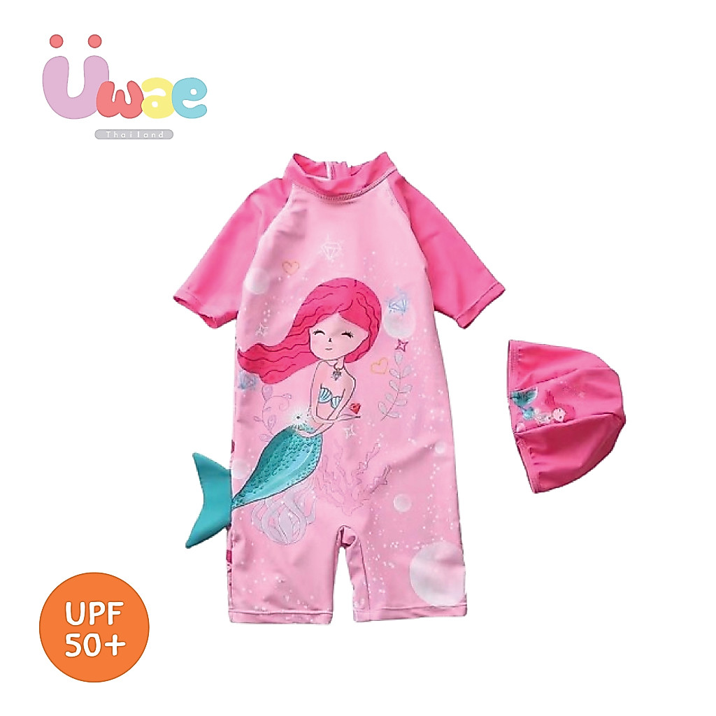 Uwae ชุดว่ายน้ำเด็ก ชุดว่ายน้ำเด็กหญิงกันยูวี Pinky Mermaid รุ่น UV359