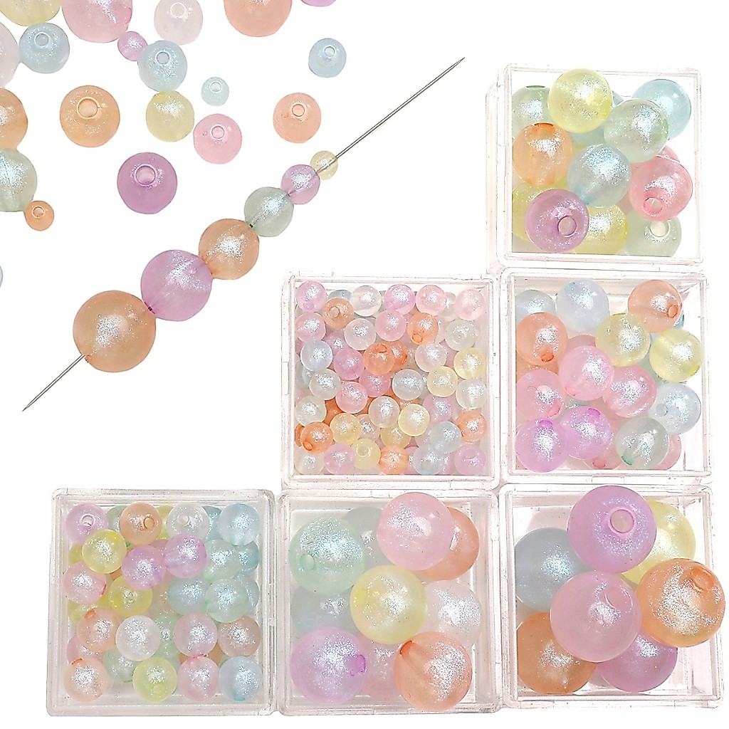 [6-16 มม . ] Mermaid Round Ball ลูกปัดสุ ่ มผสมสีอะคริลิคลูกปัดสร ้ อยข ้ อมือวัสดุ DIY Handmade