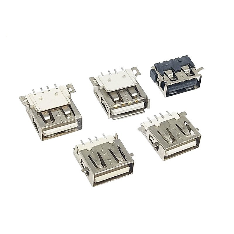 5 ชิ้น/ล็อต USB-A ประเภทหญิง AF Countersunk Board Socket Patch หญิงซ็อกเก็ต 10.0/13.7 มม.180 องศาสั้น 4P4 Pins