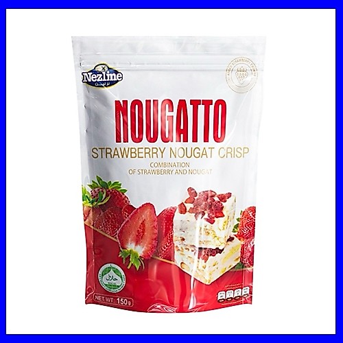 NOUGATTO  Strawberry Nougat Crisp บิสกิตโกโก้แมคคีอาโต้และสตรอเบอร์รี่นูกัต(50 กรัม)