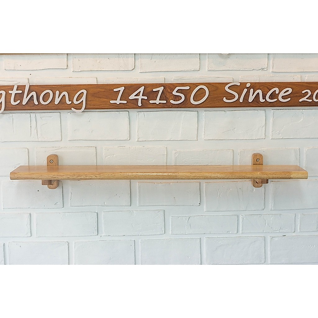 ชั้นวางของติดผนังงานแฮนด์เมด ไม้ยางพาราประสานเกรดAAหนา 20มม กว้าง10cm  รุ่นขาโค้ง แข็งแรงรับน้ำหนักได้ดี