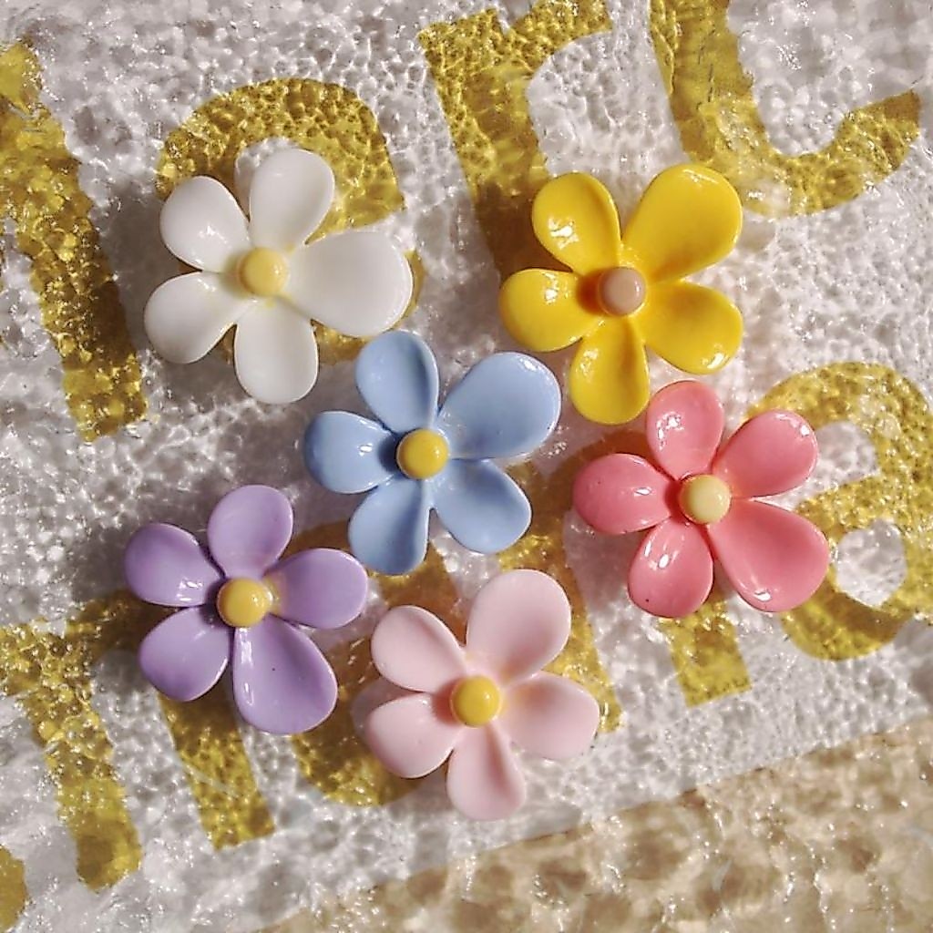 ❮10 ชิ้น❯ ดอกไม้น่ารัก เรซิ่นดอกไม้5กลีบคละสีพร้อมส่ง