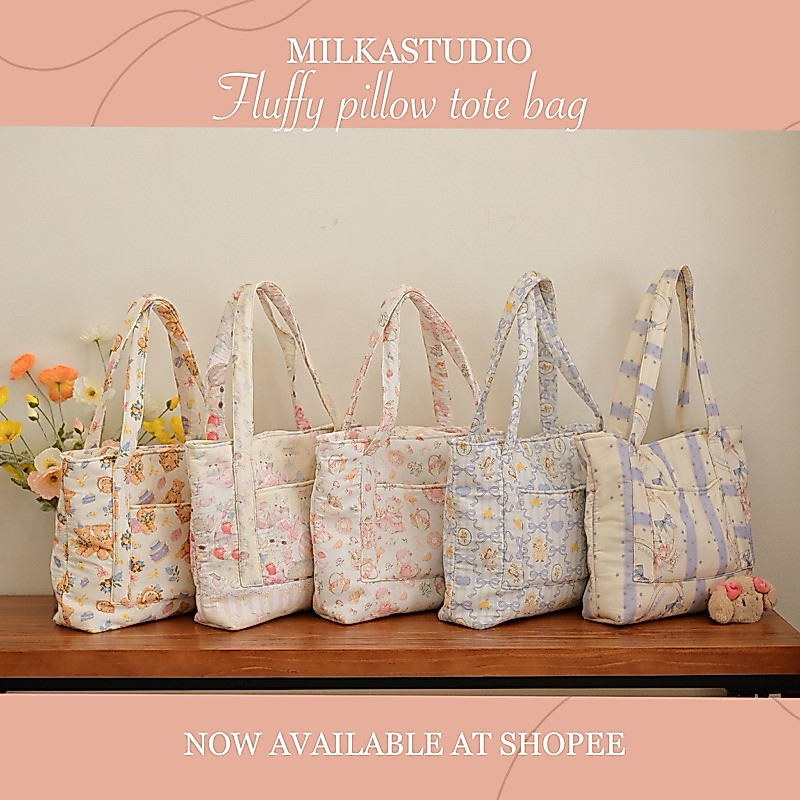 ❤️กระเป๋าผ้าหนานุ่มบุใย Milka Fluffy Pillow tote 💖🐻🎂