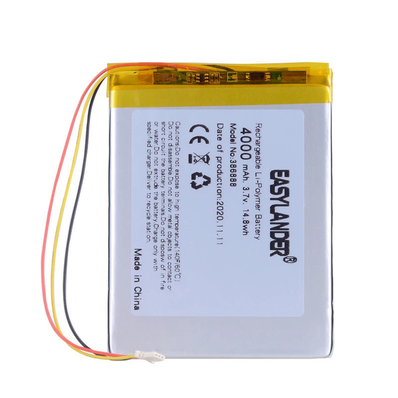 3 สาย 386888 3.7V 4000MAH Polymer Li-ion แบตเตอรี่สําหรับ Onyx Buks James Cook 2 Boox E-Book Onyx Da