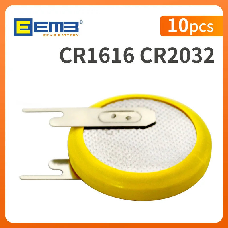 10PCS ปุ่มเซลล์ CR16 CR2032 CR2025 แบตเตอรี่ PCN2 Solder Tabs แบตเตอรี่ Li-MnO2 Non ชาร์จ EEMB ยี่ห้