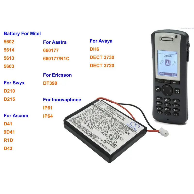 แบตเตอรี่สําหรับ Astra 660177,สําหรับ Ascom 9D41,D41,D43,R1D,สําหรับ Avaya 3720, ERICSSON DT390, Inn