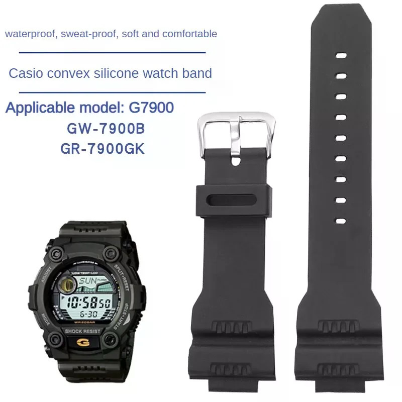 เหมาะสําหรับนาฬิกาผู้ชาย Series G-7900 GW-7900B-1 GW-7900B สายซิลิโคนนูน