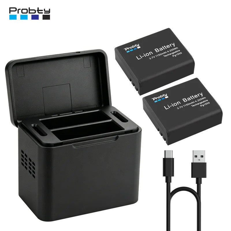 1150mAh PG1050 แบตเตอรี่ + USB-C สําหรับ AKASO EK7000/Brave 4/V50X/Apexcam/COOAU/Dragon Touch/Crosst