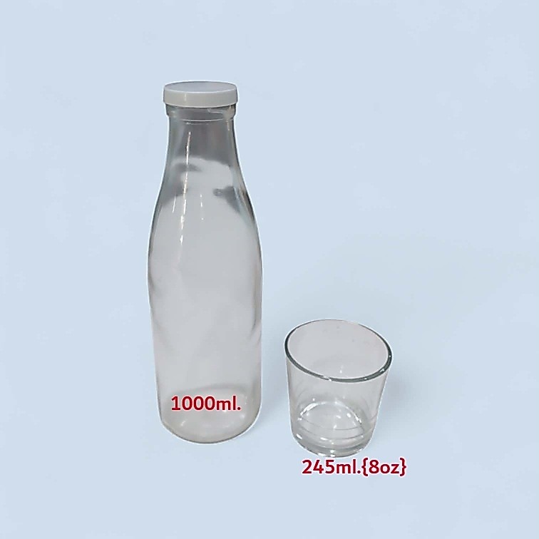 ชุดขวดแก้ว1000ml.+แก้วน้ำ***พร้อมส่ง***