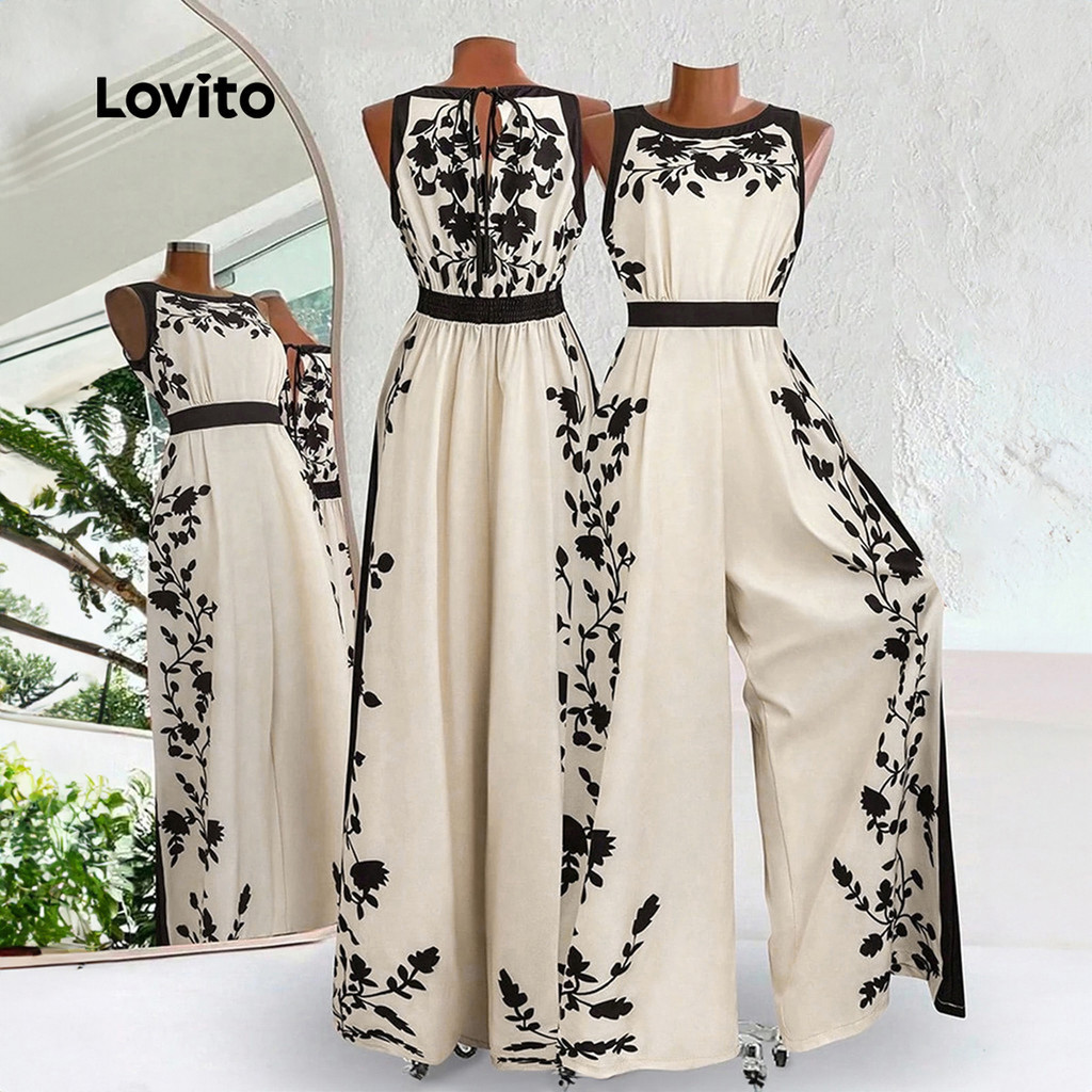 Lovito โบโฮ จัมป์สูท สําหรับผู้หญิงในฤดูใบไม้ผลิ/ฤดูร้อน LK5LD204
