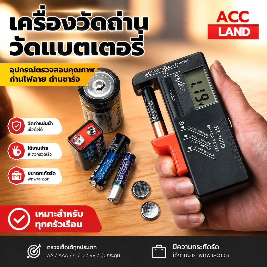 [พร้อมส่ง] เครื่องเช็คถ่าน เครื่องเช็คแบตเตอรี่ ตัววัดถ่าน Battery ทดสอบความจุของถ่าน ความจุของแบตเตอรี่