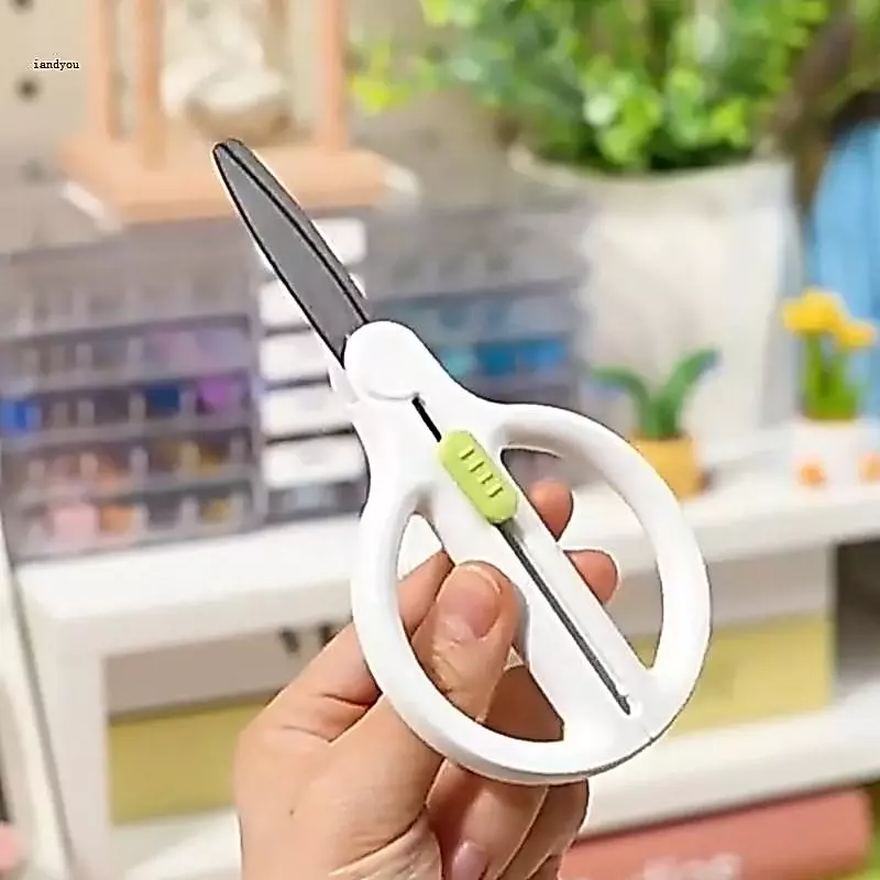 Iny เด็กปลอดภัยเครื่องเขียนกรรไกรอเนกประสงค์ Retractable กรรไกรใบมีดปกปิดและ Ergonomic ยืด Gri