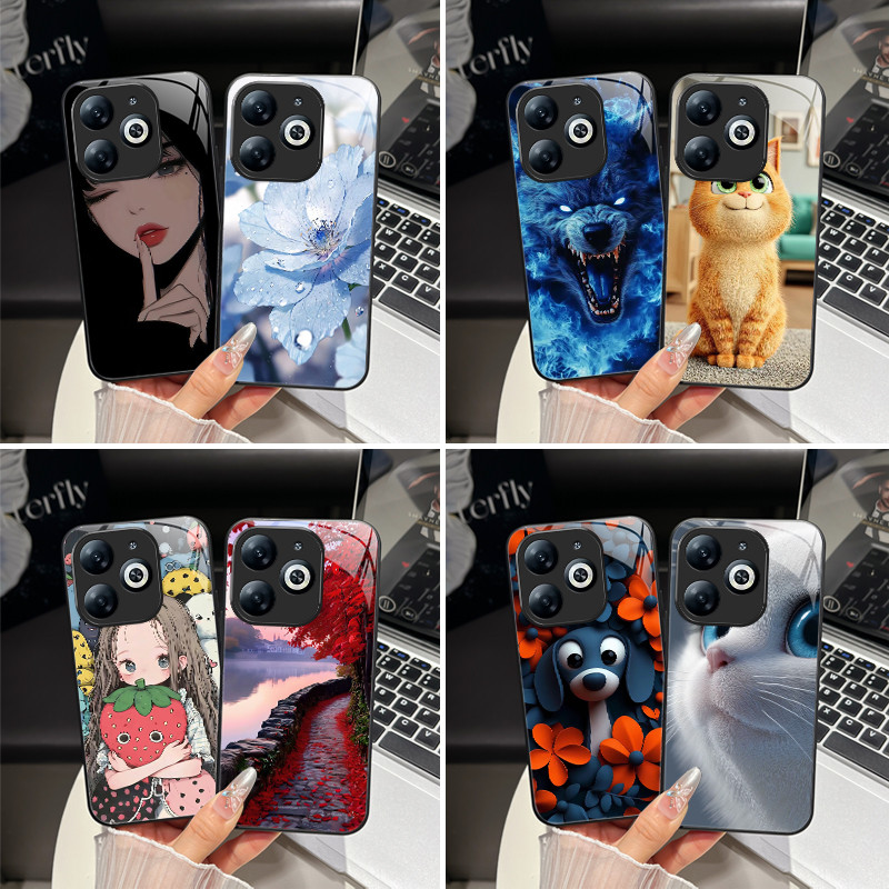 สําหรับ ITEL P55 4G A666L A666LN P666L ใหม่น่ารักแมว Cool สาวการ์ตูนเคสโทรศัพท์ itelP55 4G เลนส์ป้อง