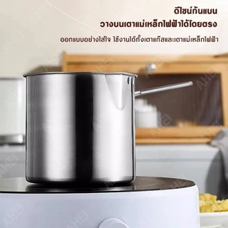 หม้อทอดสแตนเลส SUS304 หม้อทอดอาหาร หม้อทอดพร้อมที่กรองน้ำมัน 14cm ใช้กับเตาไฟฟ้าได้