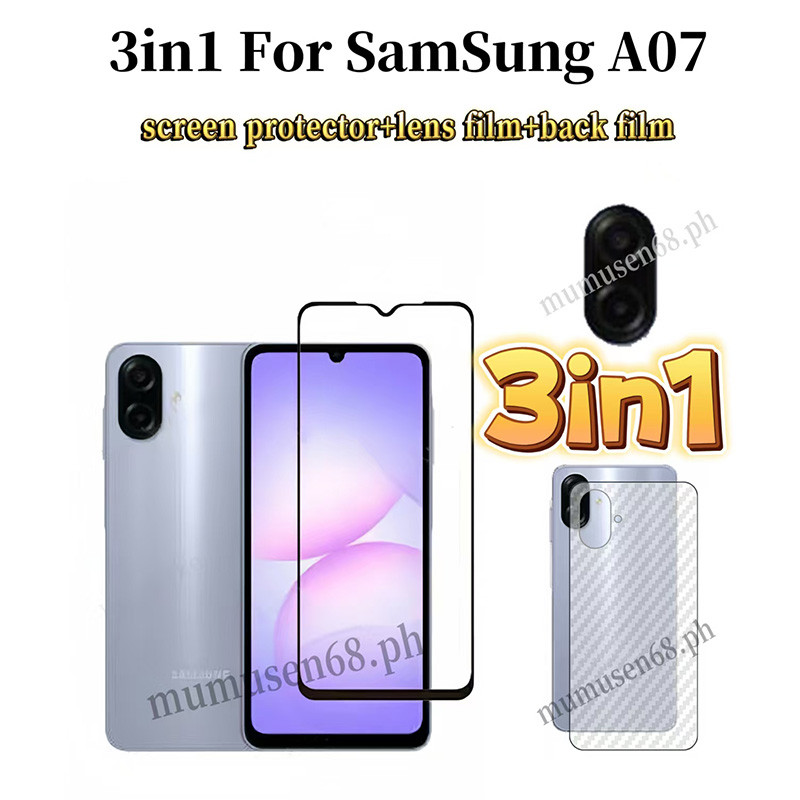 3in1 Samsung Galaxy A07 A06 A17 ฟิล์มกระจกนิรภัยสําหรับ Samsung GalaxyA16 A56 A26 A36 A05 ฟิล์มเลนส์
