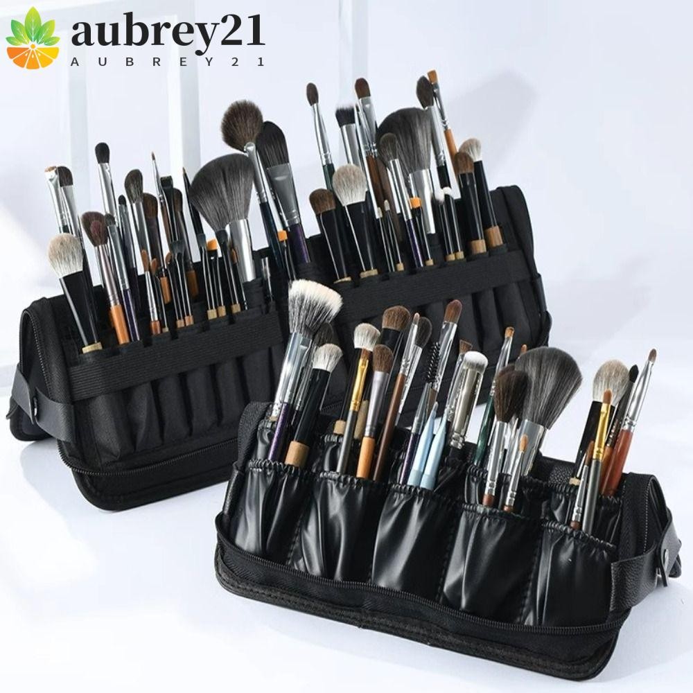 ออเบรย์1ที่ใส่แปรงแต่งหน้า,กระเป๋าใส่แปรงแต่งหน้าแบบตั้งได้อเนกประสงค์ความจุขนาดใหญ่แบบพกพาพับสะดวกเครื่องสําอางแปรงเคสป้องกันช่างแต่งหน้า