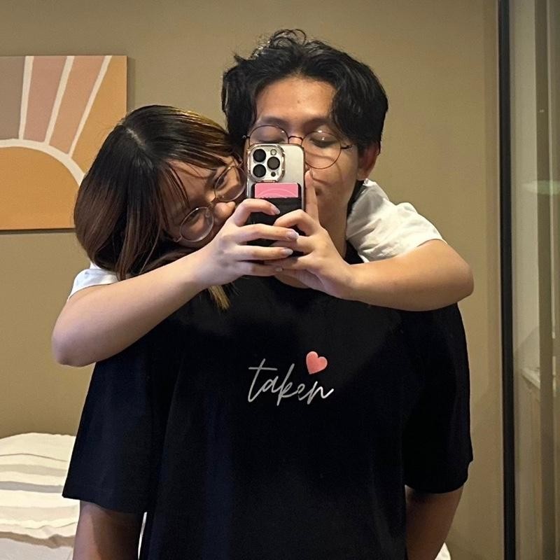 เสื้อคู่รัก ลาย taken ขาวดำ คอกลม มีไซส์