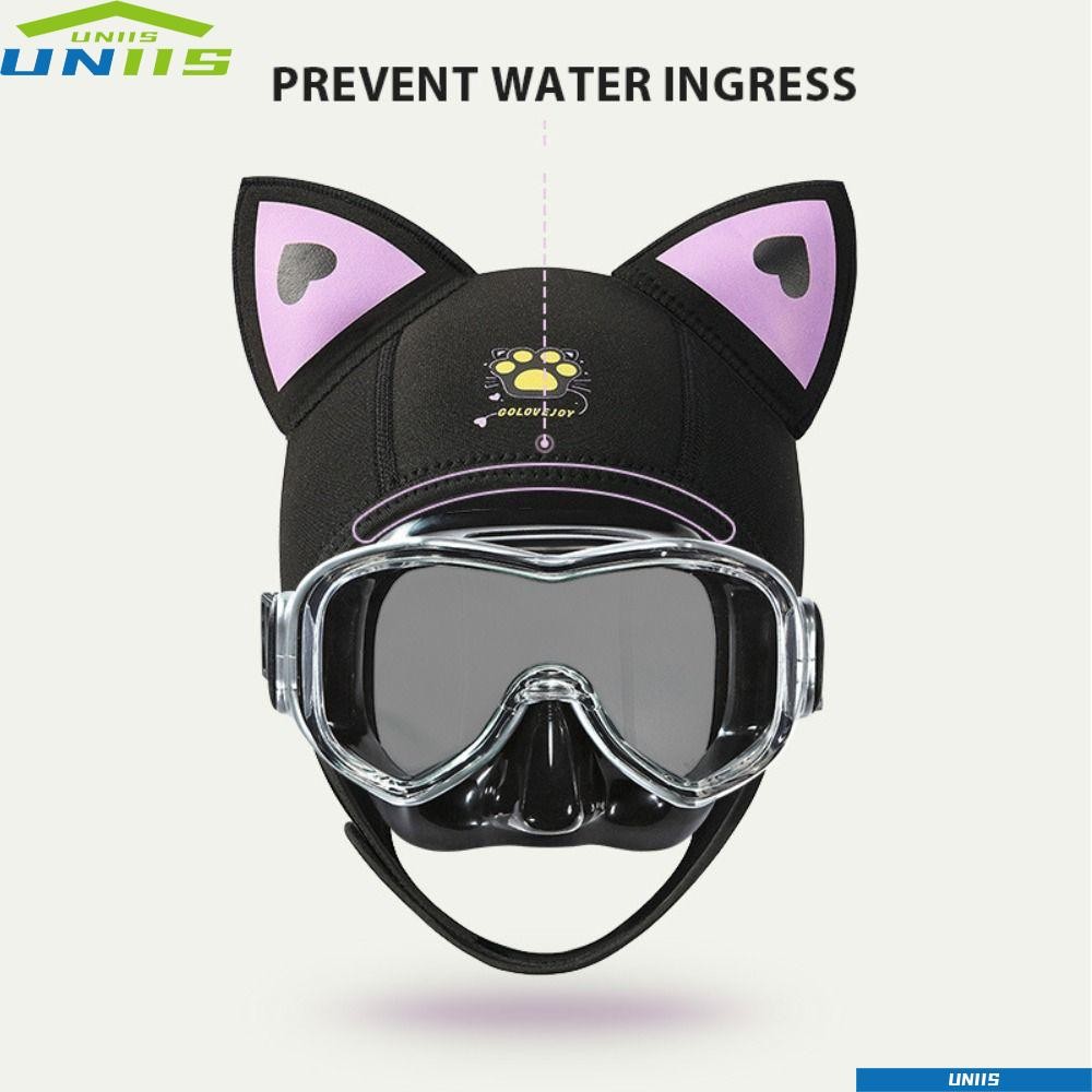UNIIS Cat Ears Diving Hood, 3MM Waterproof Wetsuit Hood Cap, Neoprene หนาครีมกันแดดดําน้ํา Hood