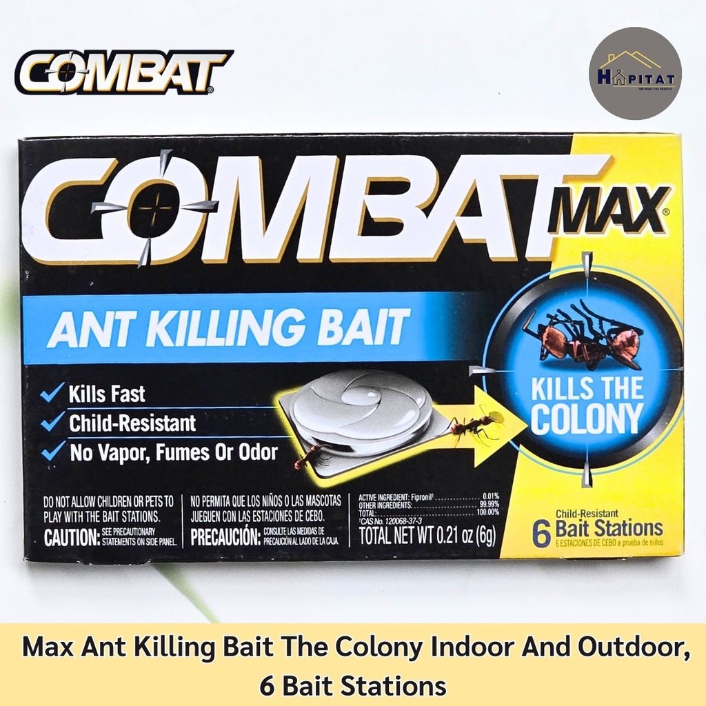 {Combat®} Max Ant Killing Bait The Colony Indoor And Outdoor, 6 Bait Stations คอมแบท เหยื่อกำจัดมด กำจัดแมลง