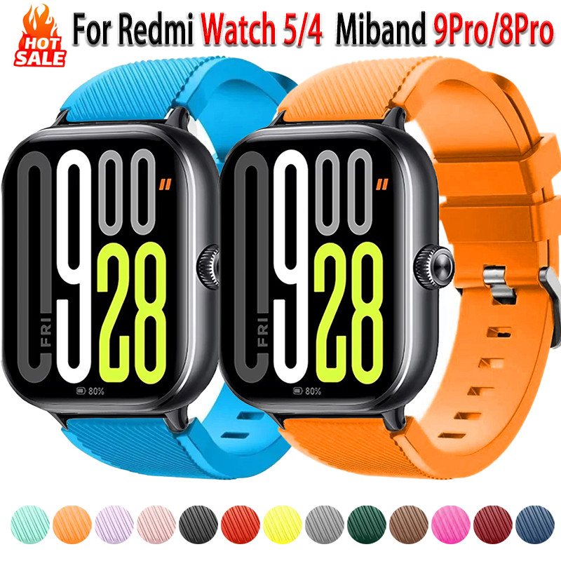 สายซิลิโคนสําหรับ Redmi Watch 5/4 สายรัดข้อมือยางกีฬานุ่มสําหรับ Miband 9Pro/8Prp Twill สร้อยข้อมือสายนาฬิกา