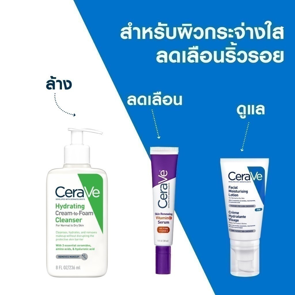 เซราวี CERAVE Skin Renewing Vitamin C Serum เซรั่มลดริ้วรอย + เผยผิวกระจ่างใส ฟื้นบำรุงปราการผิว 30ml - 6