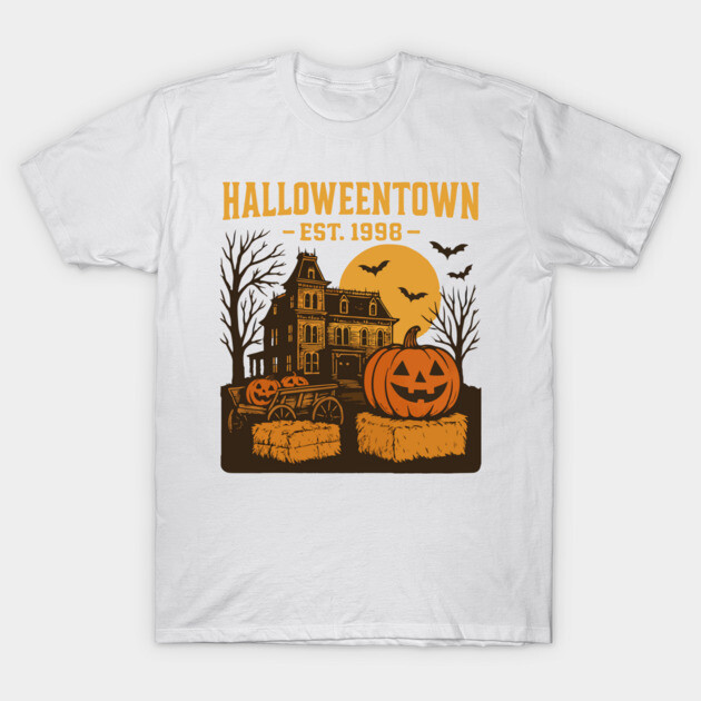 เสื้อยืด Vintage Halloween Town University Est. 1998 T-Shirt แท้ Cotton 100% ต้านทานรอยยับ S-5XL