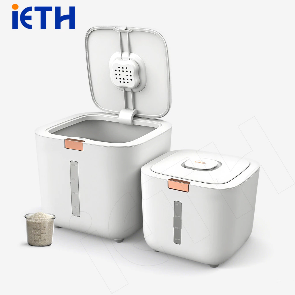 iETH ถังเก็บข้าวสาร 5kg/10kg กล่องเก็บข้าวสารกันแมลง ฝา Pop-up สูญญากาศ กันความชื้น กล่องเก็บอาหารแห้ง ประหยัดพื้นที่ ส่งฟรี