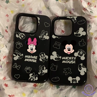 เคสไอโฟน 11 คู่รักมิกกี้มินนี่เมาส์พื้นผิวมันวาว สำหรับ IPhone 13 11 14 15 12 16 Pro Max 7 16 8 Plus XS Max XR X SE 2 3