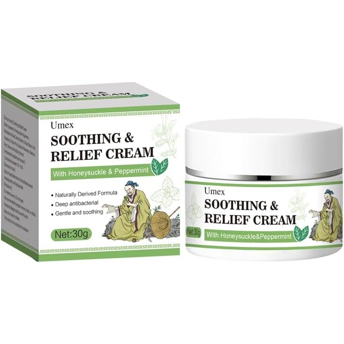 Soothing Relief Cream - Natural Herbal Formula for Sensitive Skin, Cooling Moisturizer to Comfort & 