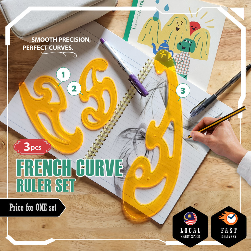 [ 3S SET ] FRENCH CURVE RULER SET DESIGN TOOL ART RULER