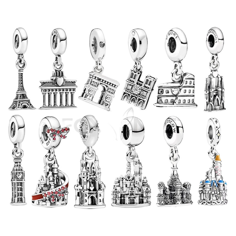 现货 ชุดสถาปัตยกรรมระดับโลก Arc de Triomphe โรม Colosseum หอไอเฟลจี้ Charm DIY เครื่องประดับชุบ
