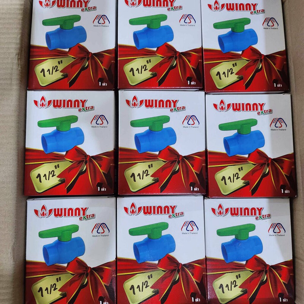 (ราคายกลัง)บอลวาล์วพีวีซี แบบสวม วินนี่ ขนาด  1/2", 3/4", 1", 1.1/4", 1.1/2”, 2" ก้านเขียว Ball valve PVC WINNY