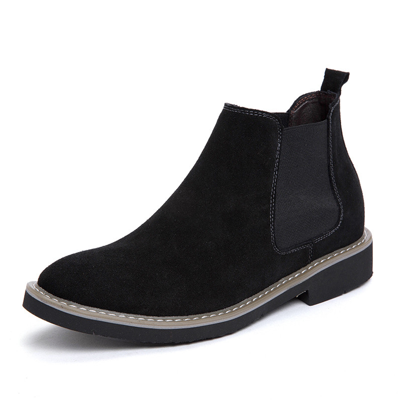High Quanlity Mens Chelsea Boots หนังแท้ผู้ชายข้อเท้ารองเท้าคู่รองเท้าลําลองกลางแจ้งเพิ่มความสูงพื้น