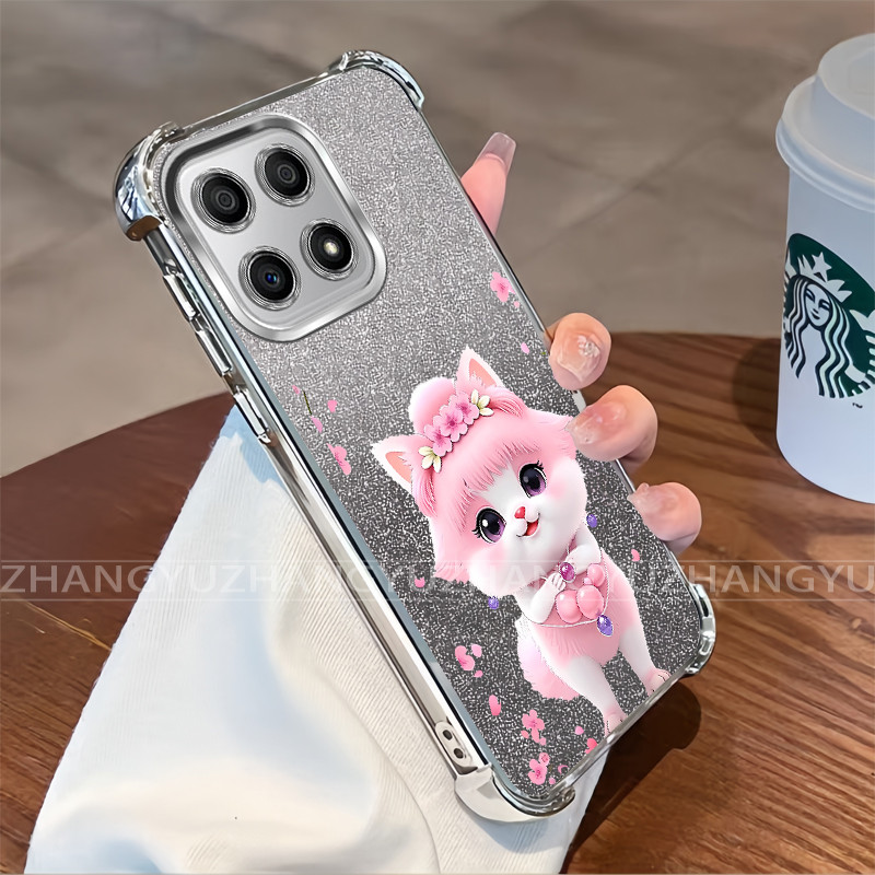 สําหรับ Honor X6C X6 X6S X8 4G 5G X6A X5B plus X6B X8A X8B X8C 400 สมาร์ท Electroplated กันกระแทกเคสโทรศัพท์ลายแมวน่ารัก TPU นุ่มป้องกัน HM - รูปที่ 3