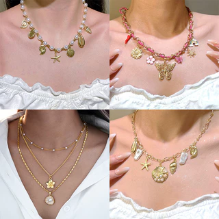 สร้อยคอโซ่ จี้คอ เครื่องประดับแฟชั่น เหมาะสำหรับการไปเที่ยวทะเล หลากหลายสไตล์
