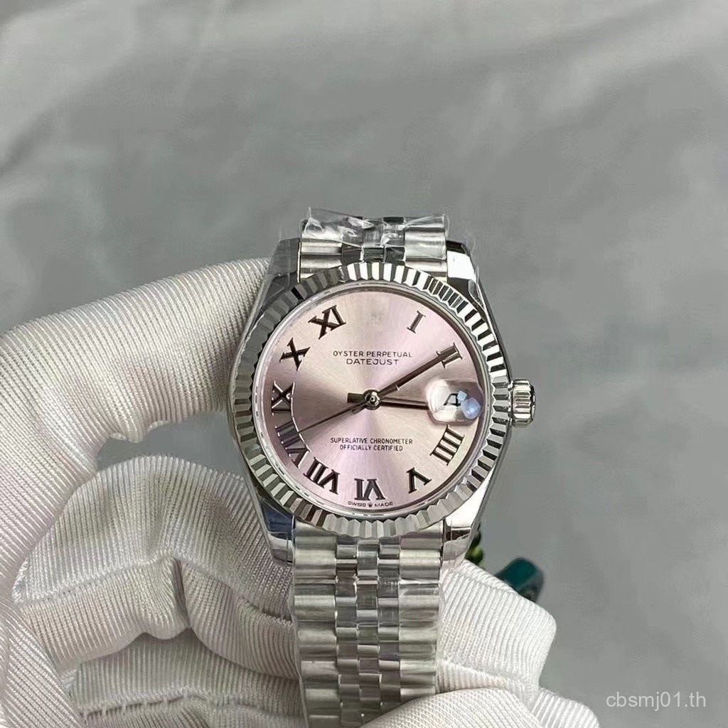 Laojia ผู้ชายผู้หญิง Log ประเภทนาฬิกากลไกอัตโนมัติ Oyster สายเหล็กเพชร Surface Sapphire ปฏิทินเดี่ยว