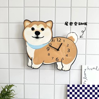 นาฬิกาแขวนแบบชิบะอินุ ตัวการ์ตูนสุนัขญี่ปุ่น หางแกว่งได้ สำห…