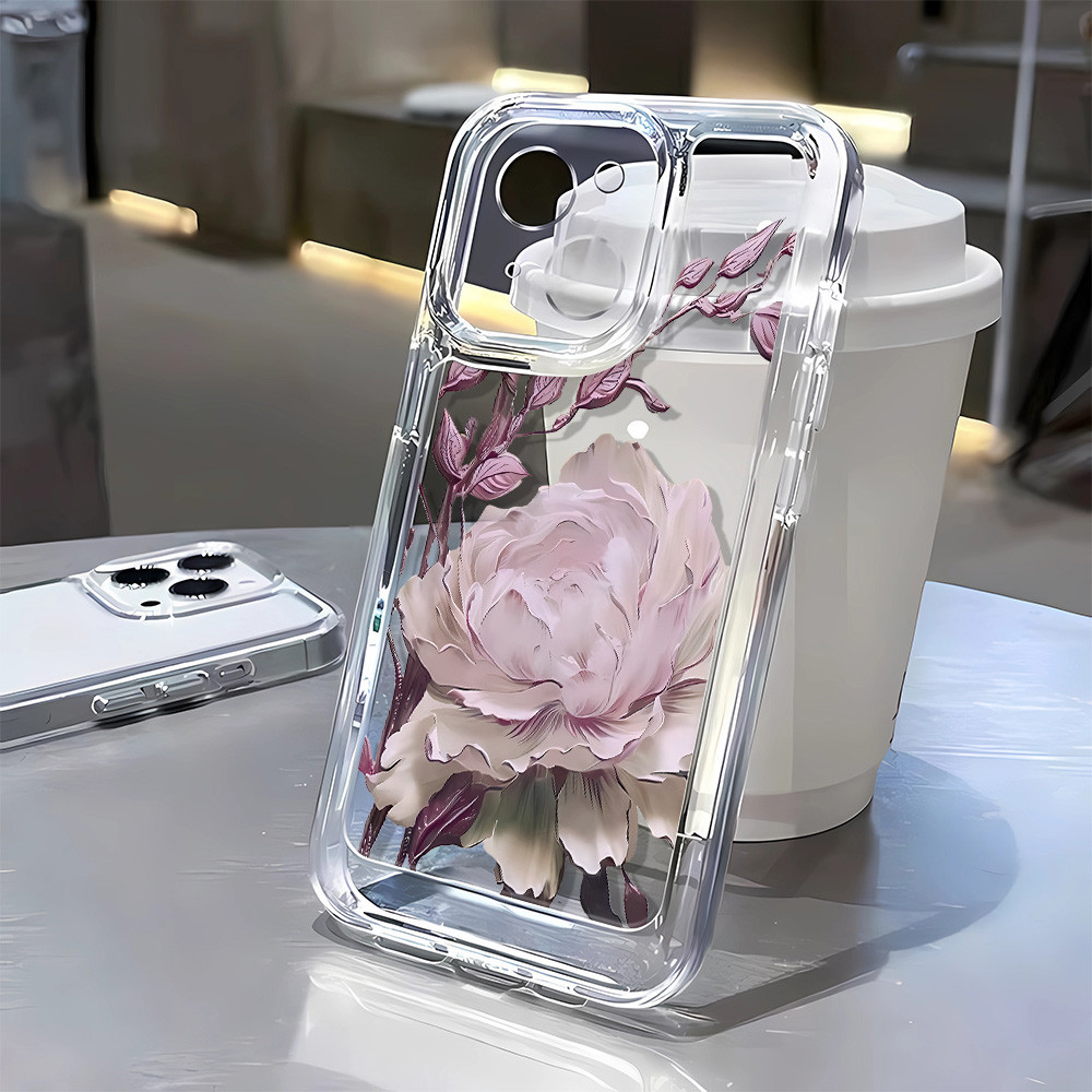 3 in1 Narcissus ดอกไม้สําหรับ Oppo Reno 10 10pro 9 9pro1111f 11pro 12 12pro12f โปร่งใสเคสโทรศัพท์กัน