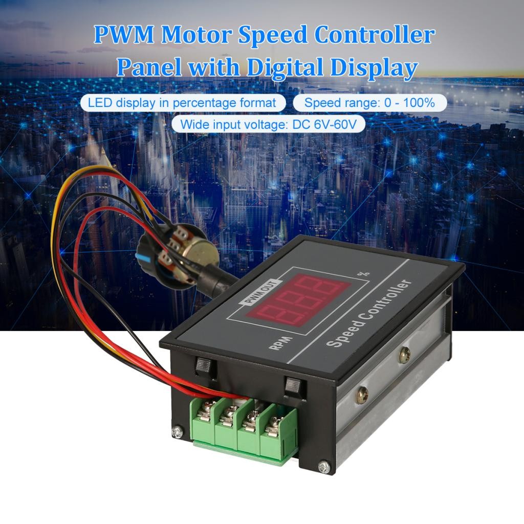 DC6-60V 12V 24V 36V 48V 0-30A PWM มอเตอร์ควบคุมความเร็วแผงเริ่มต้นและหยุดสวิทช์เปอร์เซ็นต์ดิจิตอลจอแ