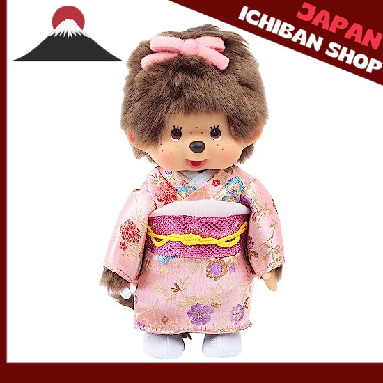 【จากประเทศญี่ปุ่น】 Kyugetsu official original Monchichi girl in kimono, pink IPM-17-Z