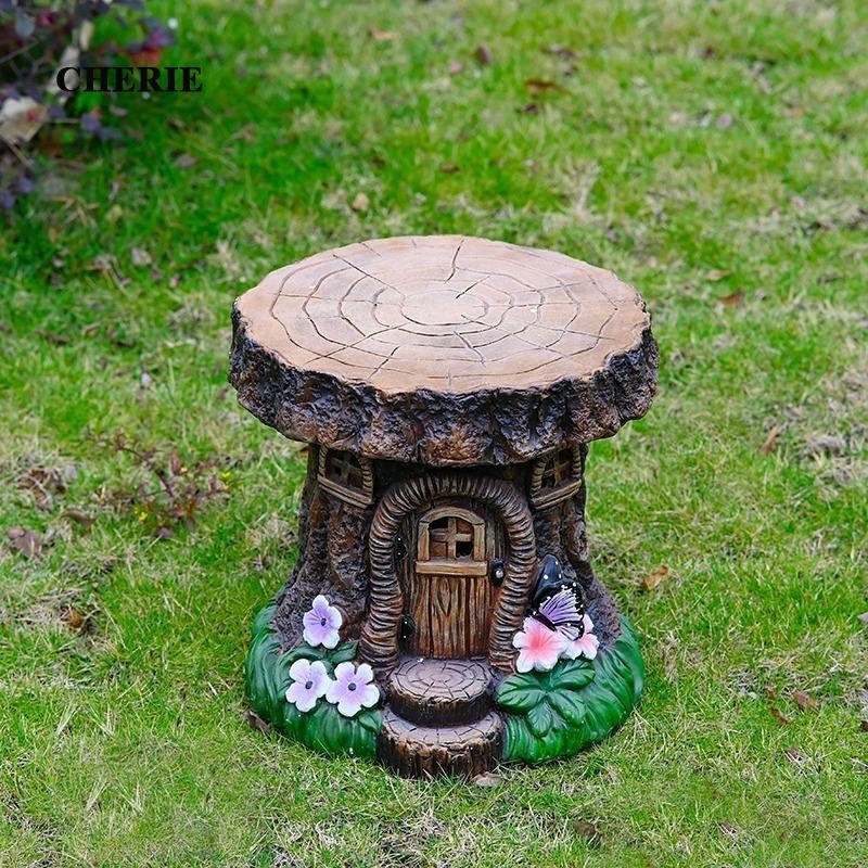 [Chery] Artistic Resin Stump Stool Patio ตกแต่งโต๊ะจบ 11.4x11.2Inches อเนกประสงค์