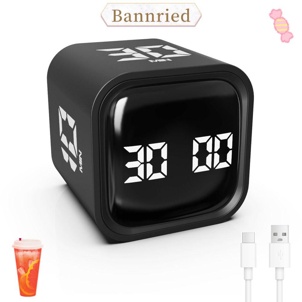 BANNRIEDSG Pomodoro Timer, 3 Volume Adjustable Gravity Sensing Digital Cube Timer, Custom Counting R