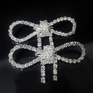 MACTEAM แฟชั่นเงา Rhinestone Bow Buckle Pearl sel Pin Buckle…