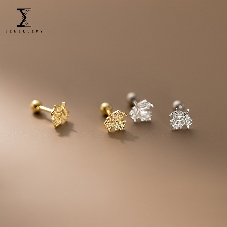 ต่างหูแฟชั่นประณีต Maple Leaf Turnbuckle จากเงินสเตอร์ลิง S925