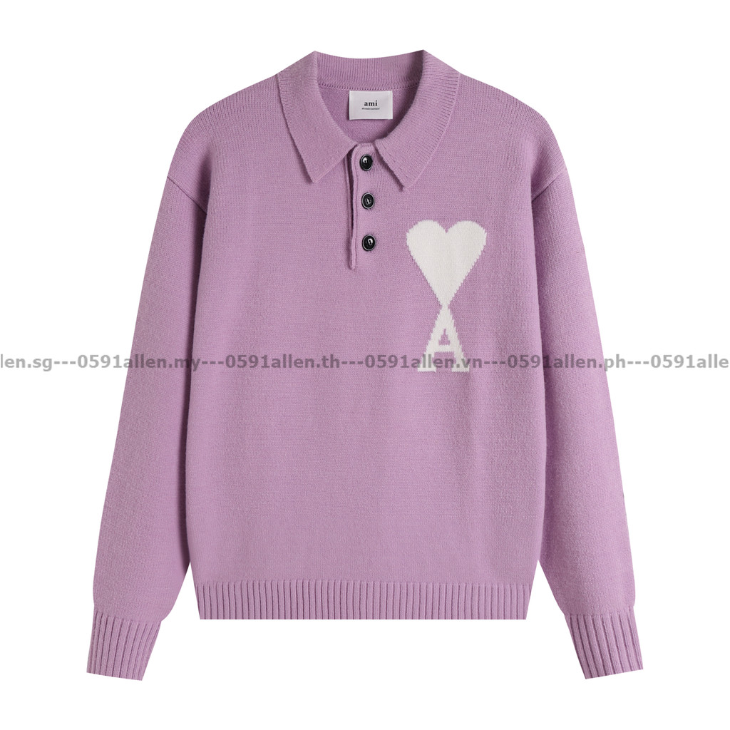 AMI Paris New Heart Polo Lapel Sweater Unisex