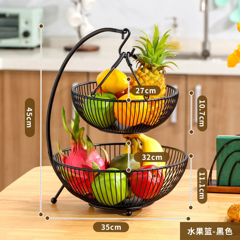 [Exclusive] Nordic Portable Fruit Basket Banana Rack Double-Layer Fruit Basket Snack Storage Rack De