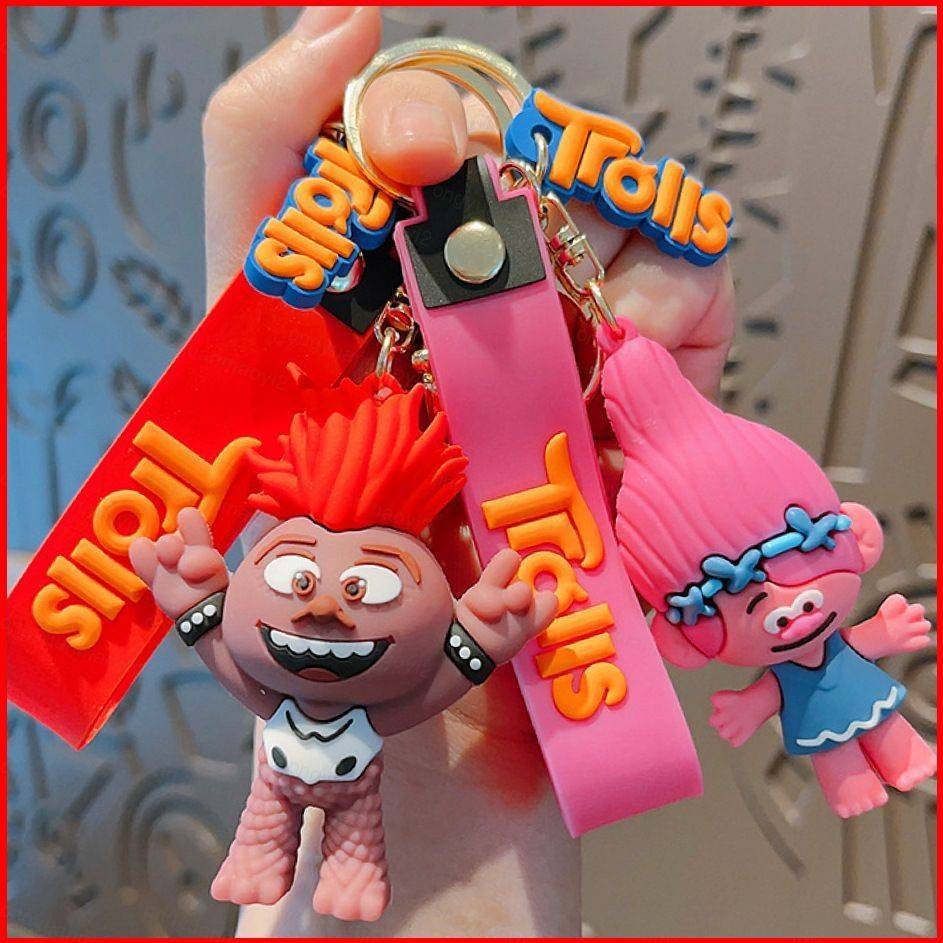 ZY2 Trolls การ์ตูนน่ารักพวงกุญแจสาขา Poppy Tiny Diamond DJ Suki จี้ห้อยกระเป๋า Biggie พวงกุญแจ YZ2