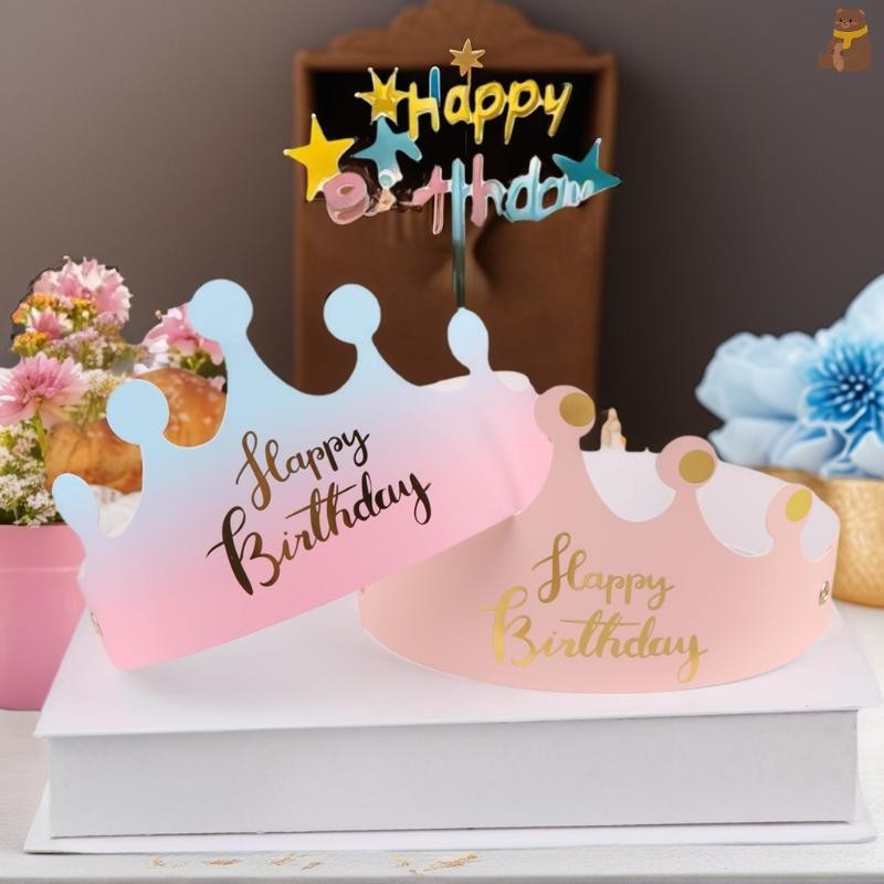 [TA] 25PCS Creative Happy Birthday หมวกมงกุฎหมวก DIY Handmade Party Decor Photo Prop สําหรับผู้ใหญ่เ