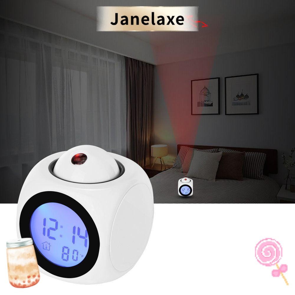 นาฬิกาโปรเจคเตอร์ JANELAXE กับฟังก์ชัน Voice Broadcast และไฟกลางคืนที่สร้างสรรค์ สำหรับติดเพดานLCD