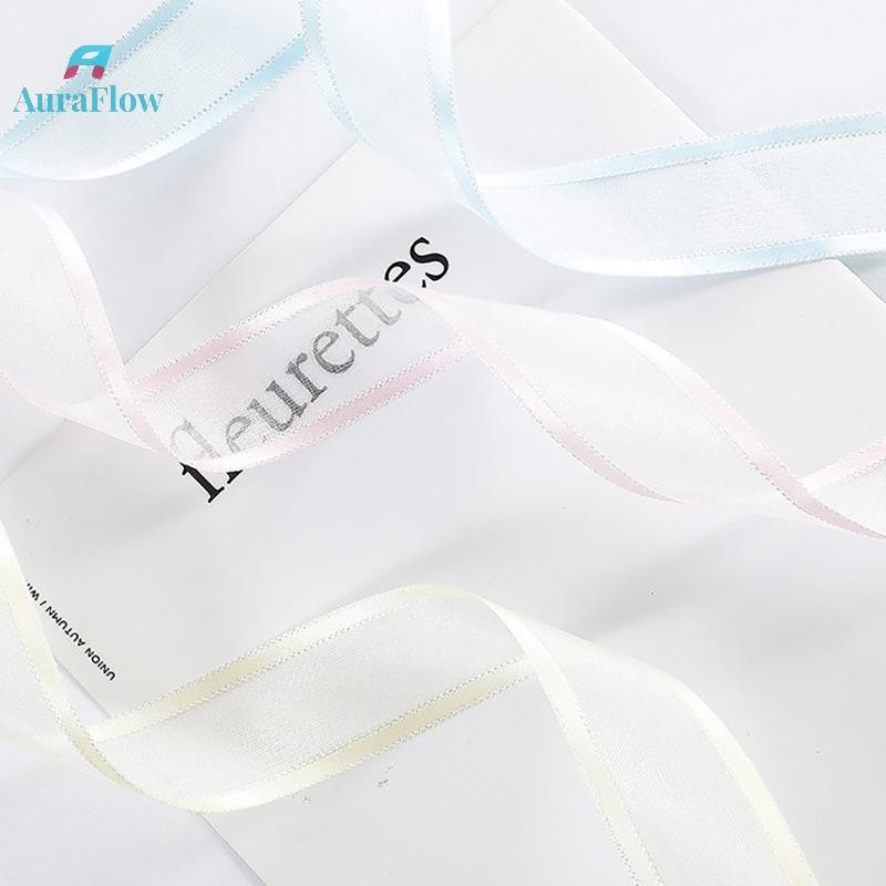 AuraFlow 25Yards/ม้วน 2.5 ซม.Shire ชีฟองริบบิ้นซาตินริบบิ้นสําหรับห่อของขวัญตกแต่งช่อดอกไม้งานแต่งงานพวงหรีดปาร์ตี้ลูกไม้ใหม่